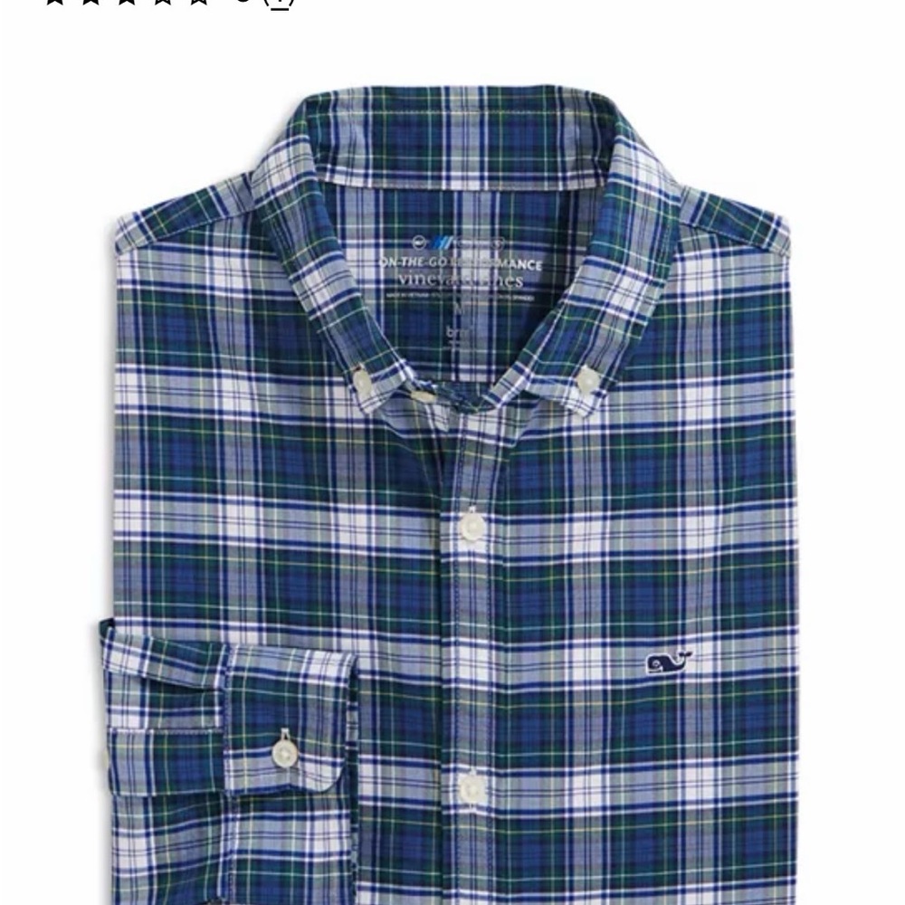 Boys vineyard vines performance Blue Plaid Shirt